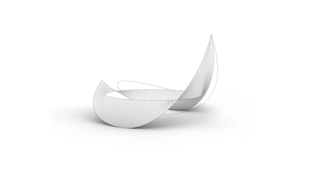 "Abstract sketch of the Red Sea Home design, highlighting the fluid lines and distinctive shape of the project."