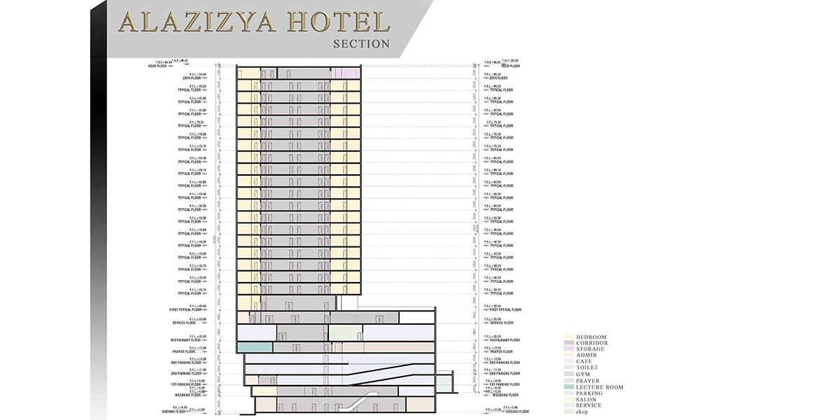 plan architectural Aziziyah Hotel par INJ ARCHITECTS