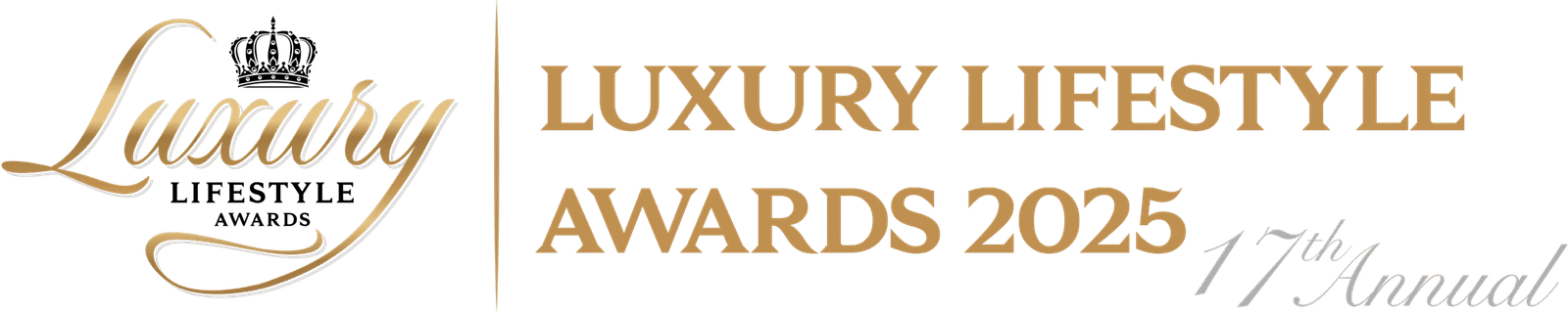 INJ Architects golden logo featuring a crown and elegant typography on a plain white background denoting a formal global evaluation of residential lifestyle design