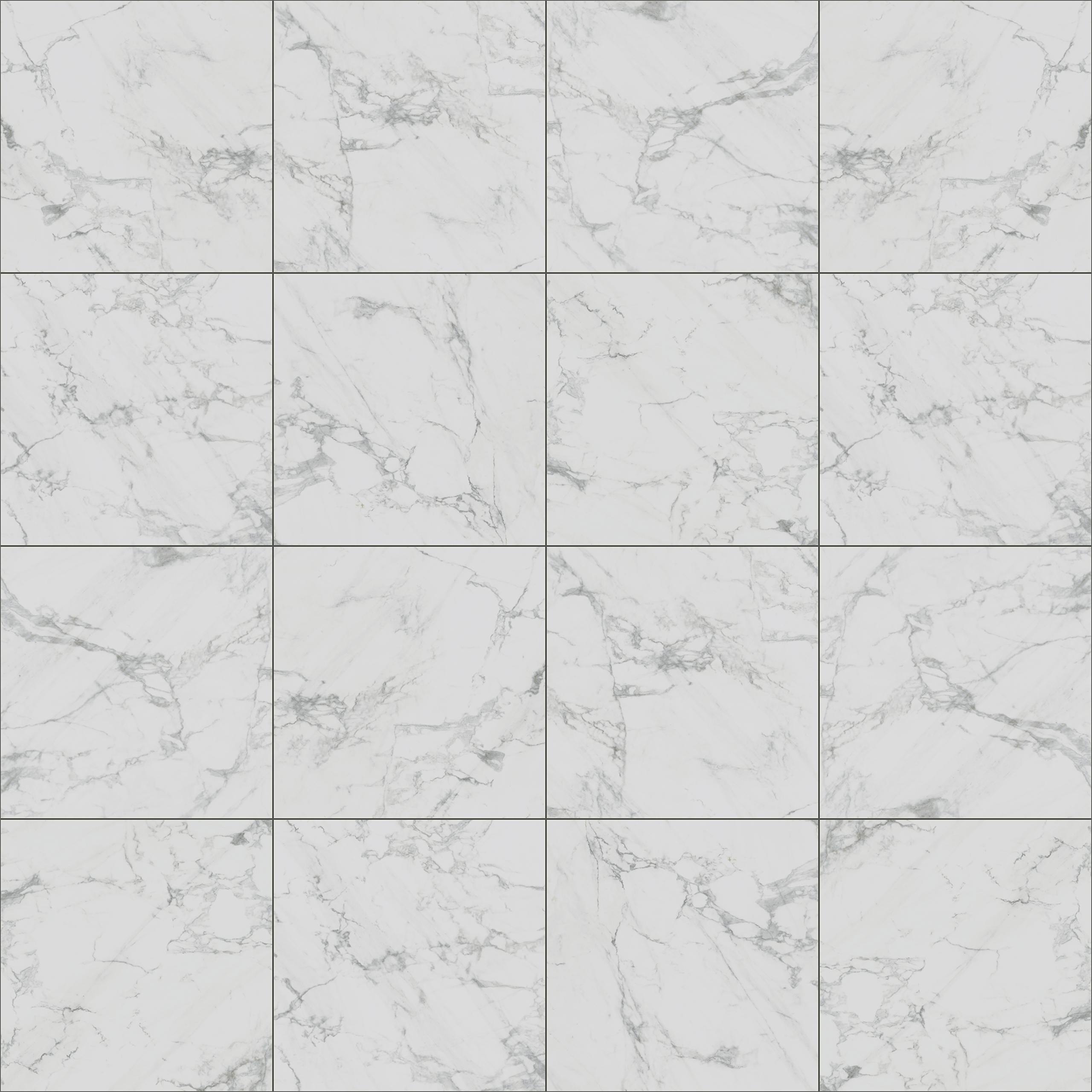 Close-up image of white marble tiles with a natural veined pattern, ideal for interior design.