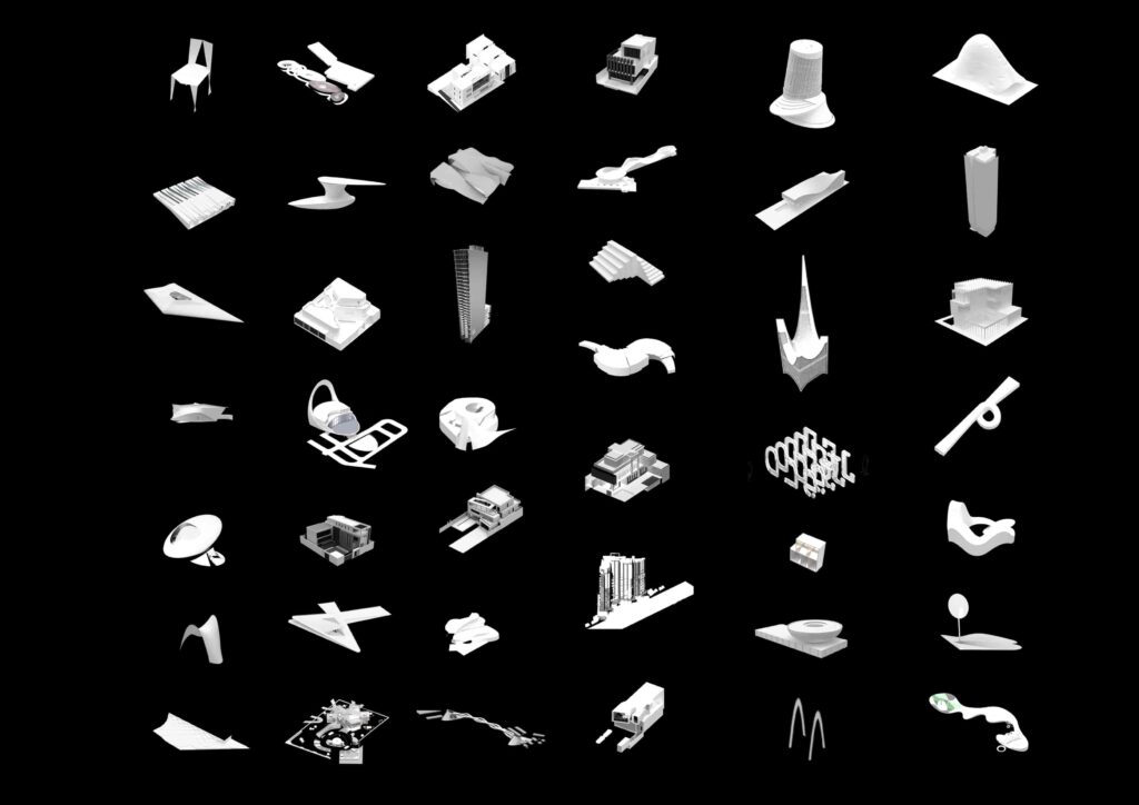 Architectural icons representing bespoke projects by Ibrahim Nawaf Joharji