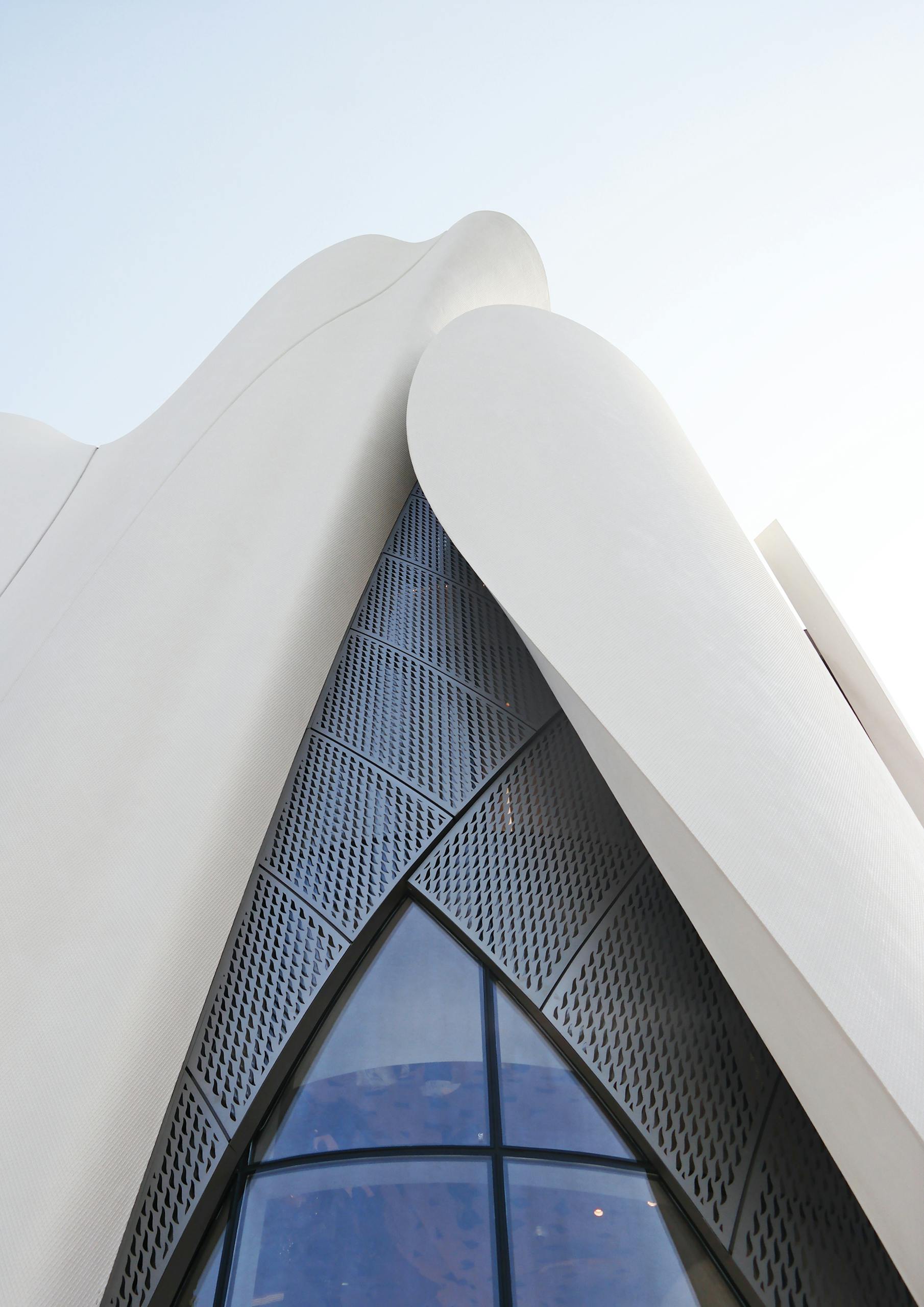 Stunning close-up of modern architecture with futuristic design in Seoul, South Korea.