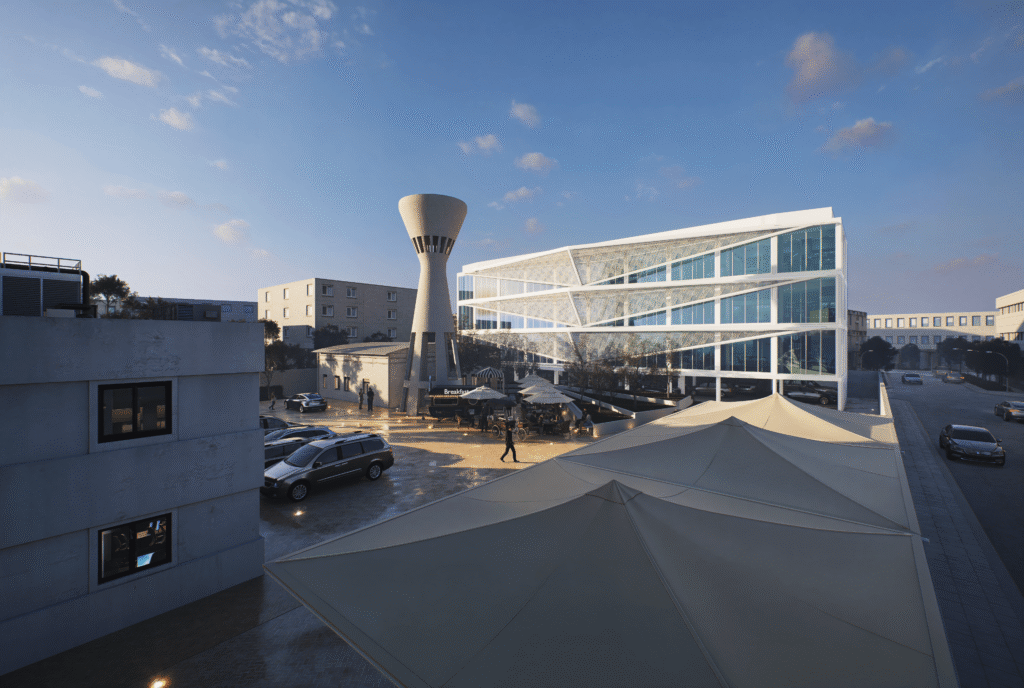 Daylight perspective of the Indonesian Consulate Building with contemporary façade design